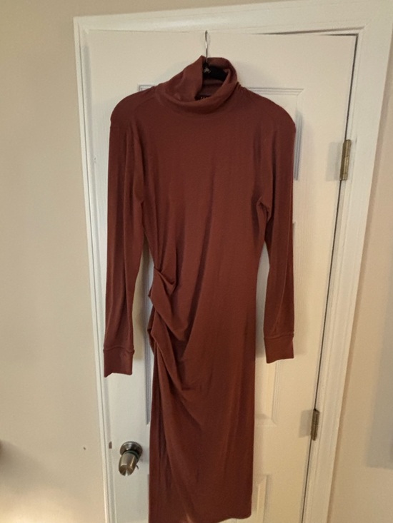Athleta Dresses & Skirts - Athleta Rust Brown Long Sleeve Turtleneck Midi Dress